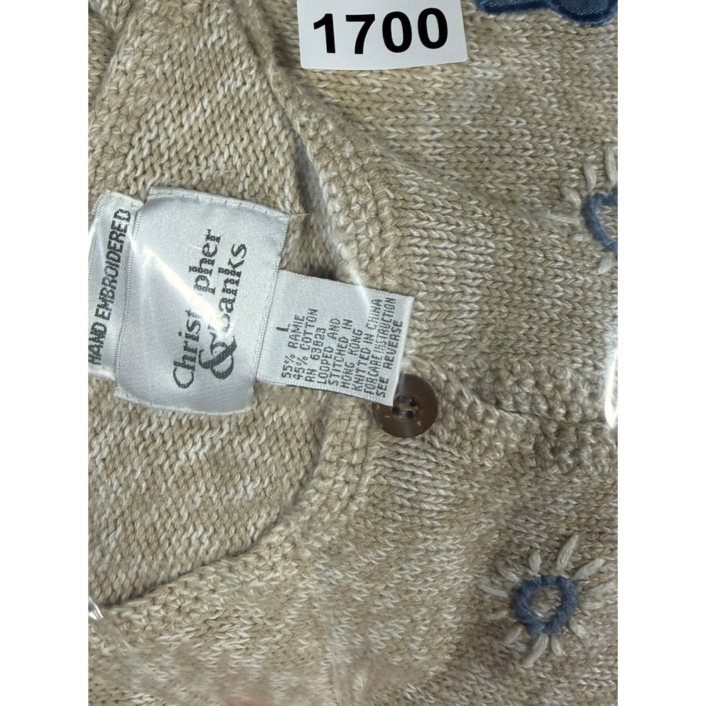 Y2K Christopher & Banks Vtg 2001 Blue Bird Embroidered Cardigan Sweater Large - Picture 13 of 13